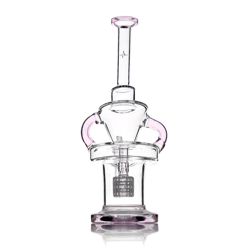 Heady Glass Recycler Bong with Pink Color