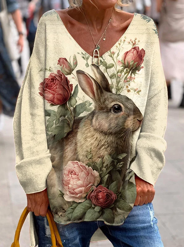 Loose Easter Bunny 3D Printed Long Sleeve T-shirt