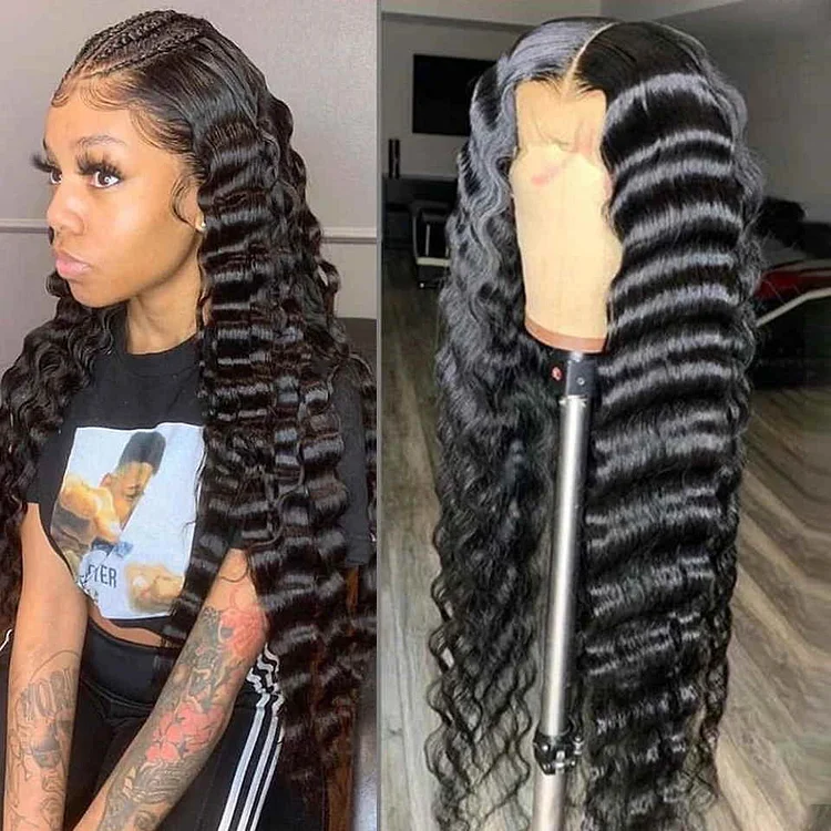 Deep Wave Glueless 13x6 Lace Frontal Wig Deep Hairparting