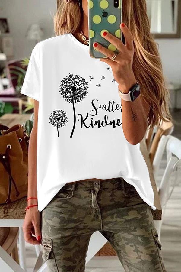 Dandelion Printed Loose T-shirt (2 Colors) P11207