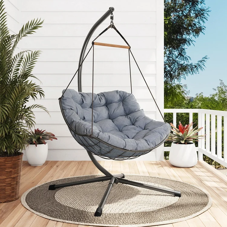 GRAND PATIO ROYAL Outdoor & Indoor Hanging Egg Swing with Stand, Hammock Chair