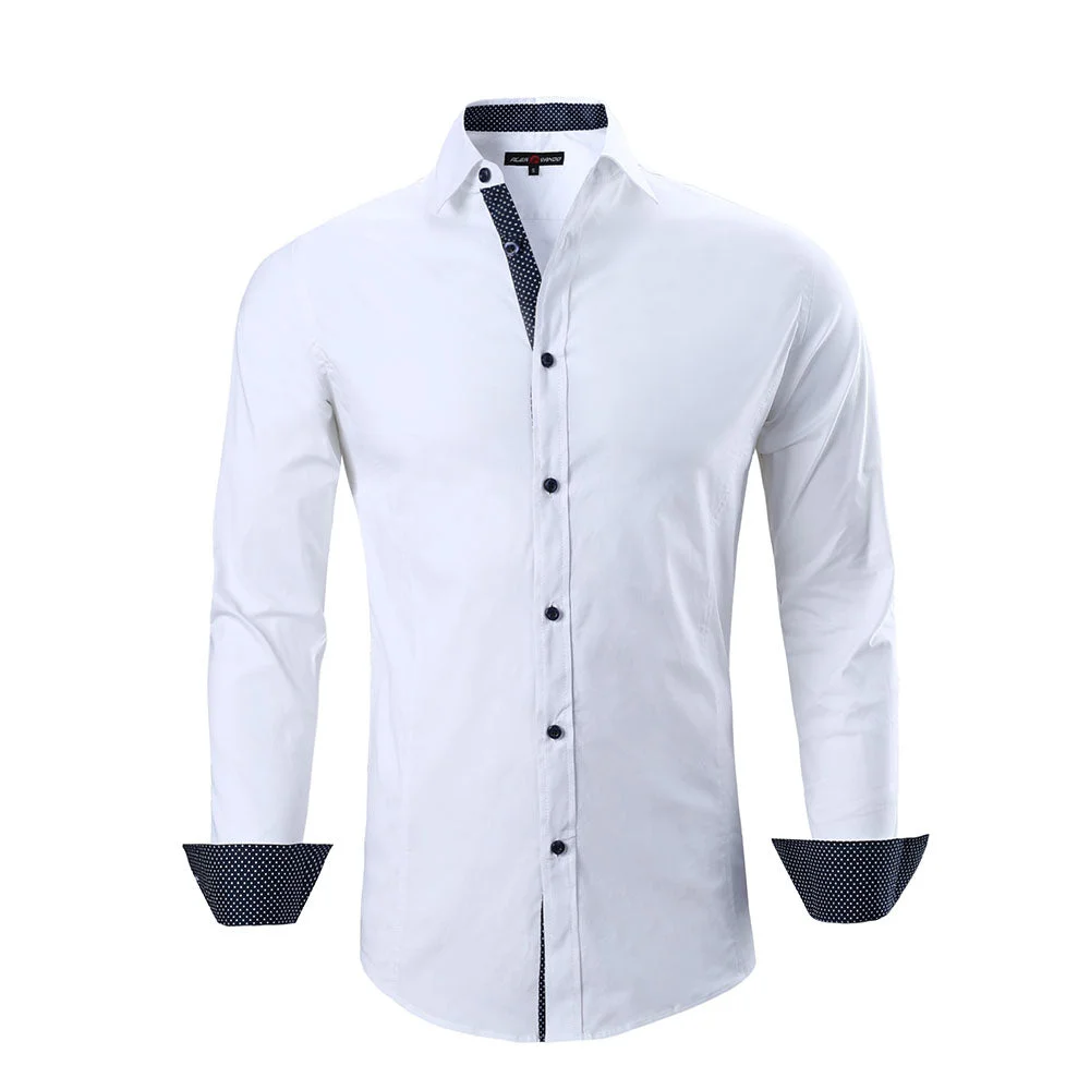 Classic Solid Cotton Business Shirt White - Alex Vando