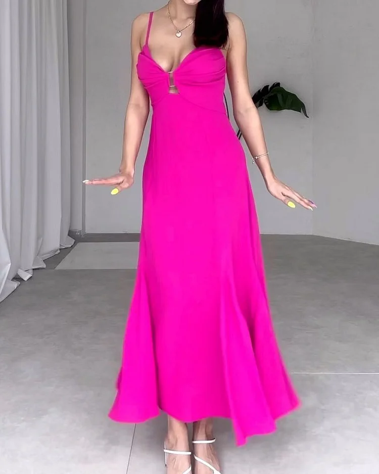 Casual Solid Color Sling Dress