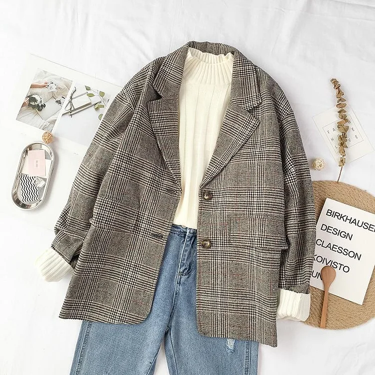KOREAN VINTAGE OFFICE STYLE BLAZER JACKET V065