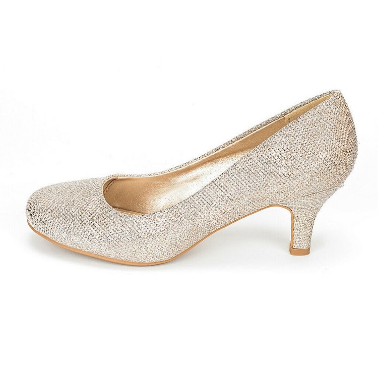 Champagne Low-Cut Uppers Low Heel Wedding Shoes |FSJ Shoes