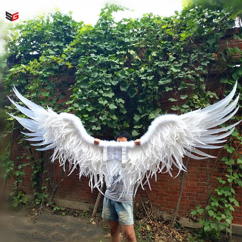 VCshoes Adults Photography Props White Angel Wing Shoot Accessories Studio Creative Natural Feather Fairy Wings