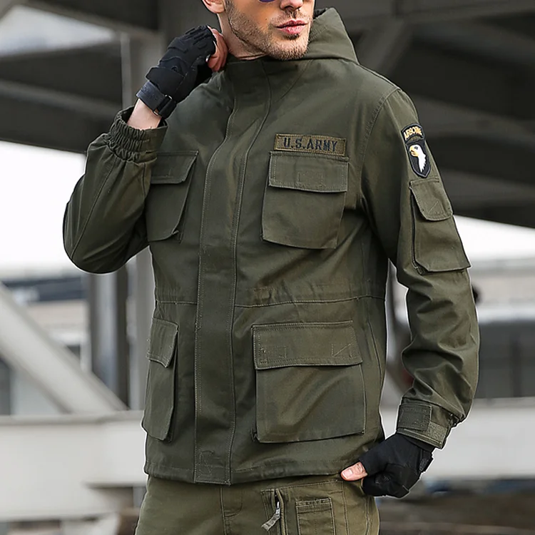TIMSMEN American Military Multi-pocket Hooded Jacket