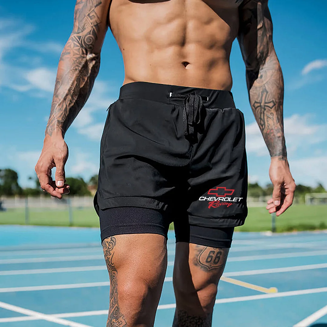 Chevrolet Racing Print Men's All-In-One Fitness Shorts - Devcarry