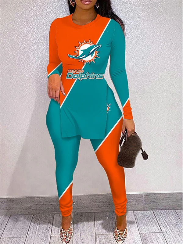 Miami DolphinsLimited Edition High Slit Shirts And Leggings Two-Piece Suits