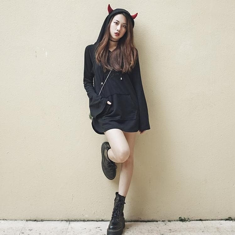 Black Kawaii Gothic Demon Hoodie SP178978