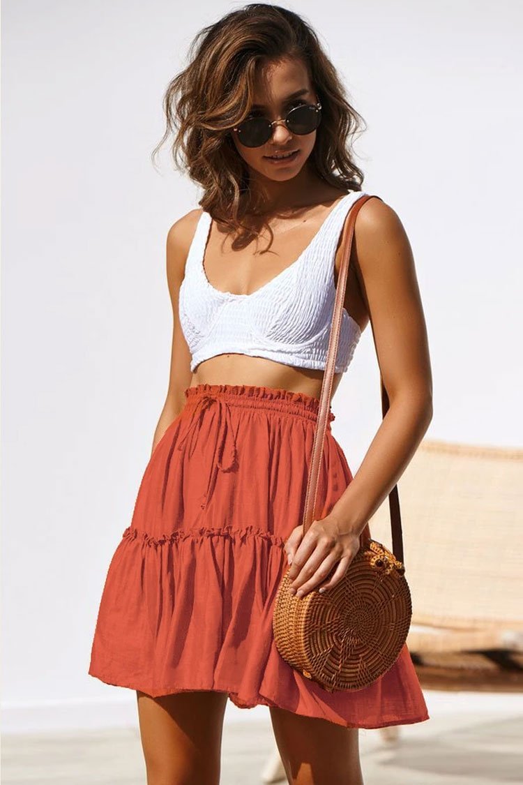 Boho Style Flared High Waist Beach Mini Skirt - Shop Trendy Women's Clothing | LoverChic