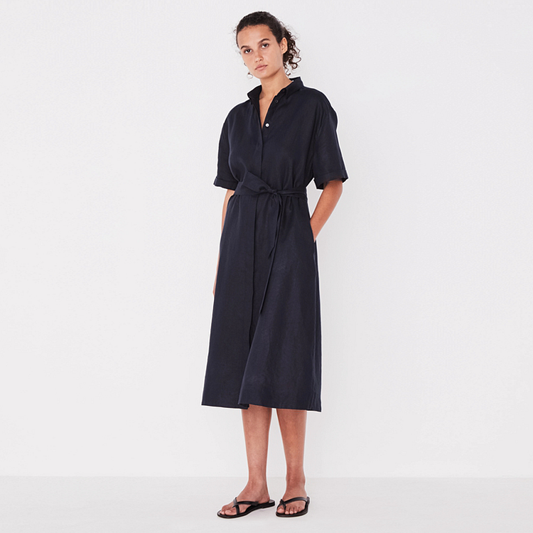 Linen Shirt Dress-ChouChouHome