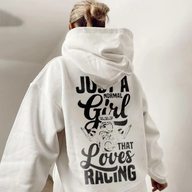Just A Normal Girl That Loves Racing Printed Women's Hoodie - Devcarry
