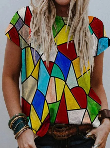 Bestdealfriday Original Stained Glass Easter Graphic T-Shirt