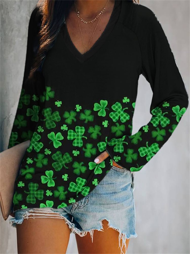 Comstylish St. Patrick's Day Plaid Shamrocks T Shirt