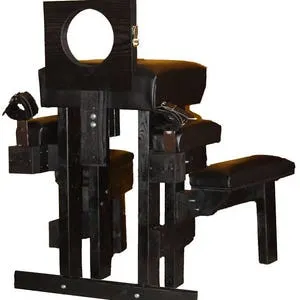 pornhint Pornhint Self-bondage stockade spanking bench with time release handcuffs and spanking machine