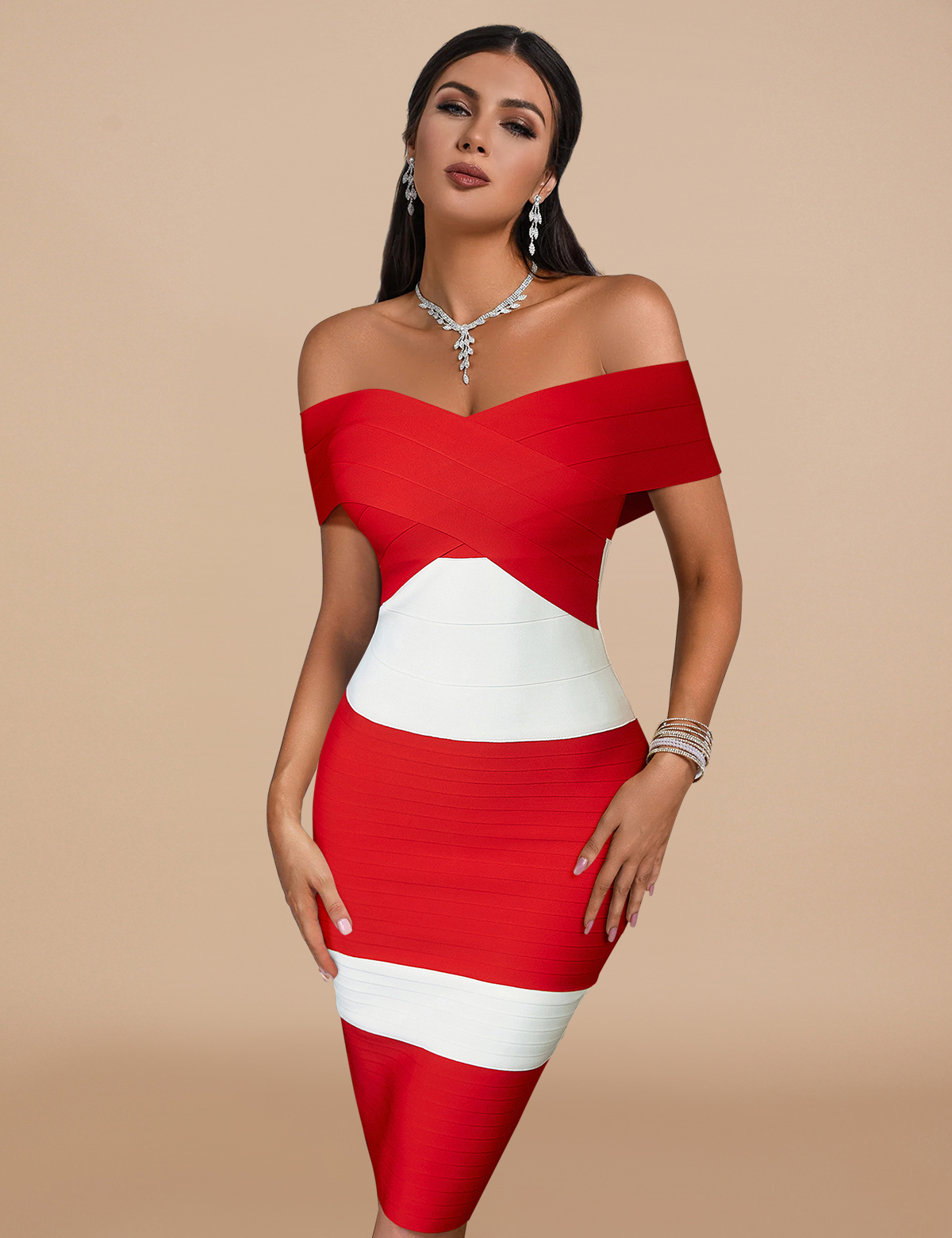 Meilun One Shoulder Patchwork Bandage Dress SF548