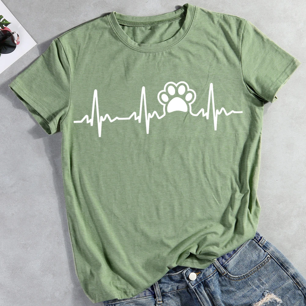 Dog paw heartbeat  Pet Animal Lover T-shirt Tee -01620-CB-Guru-buzz