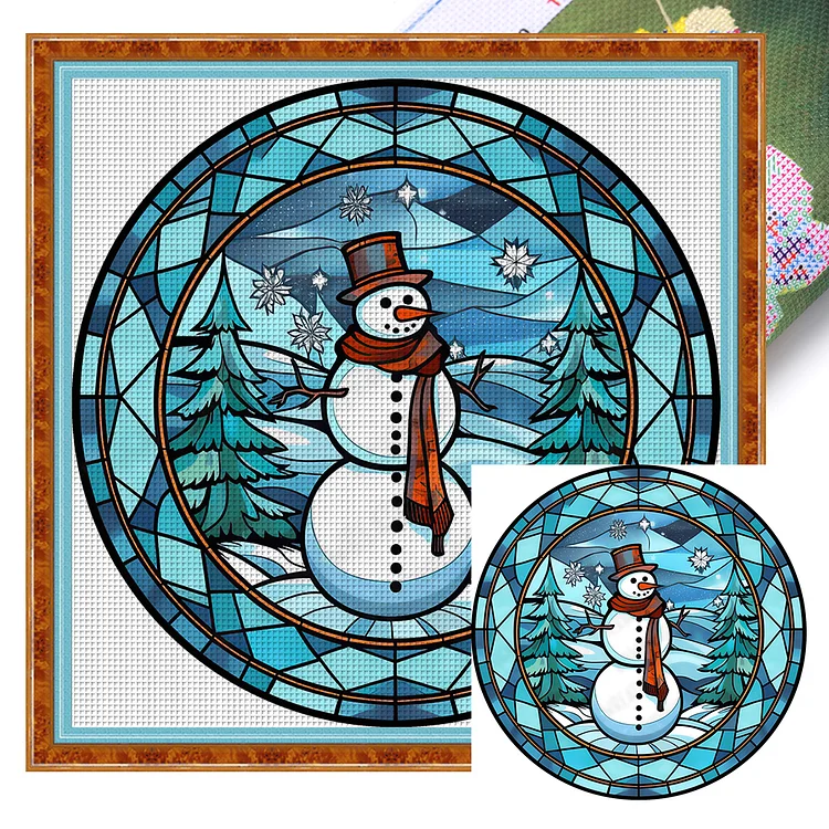 【Huacan Brand】Glass Art - Christmas 18CT Counted / Stamped Cross Stitch 20*20CM