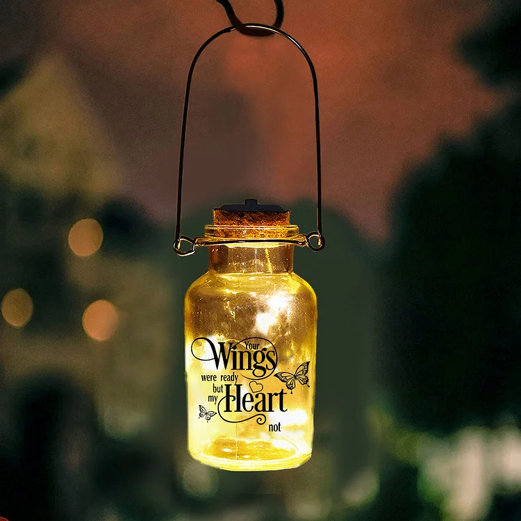 Memorial Jar Night Light - Your Wings Were Ready But My Heart Not - LED Lamp