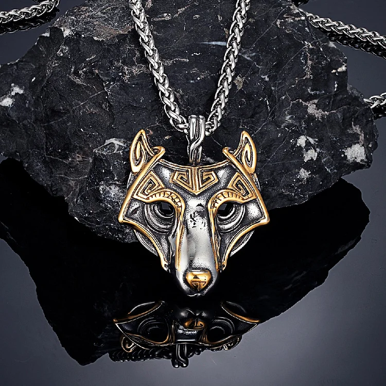 Viking Celtic Wolf Stainless Steel Necklace