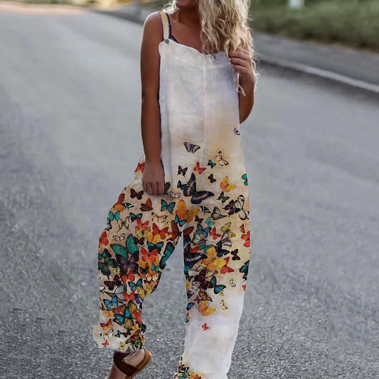 Lots Of Butterfly Print Overalls