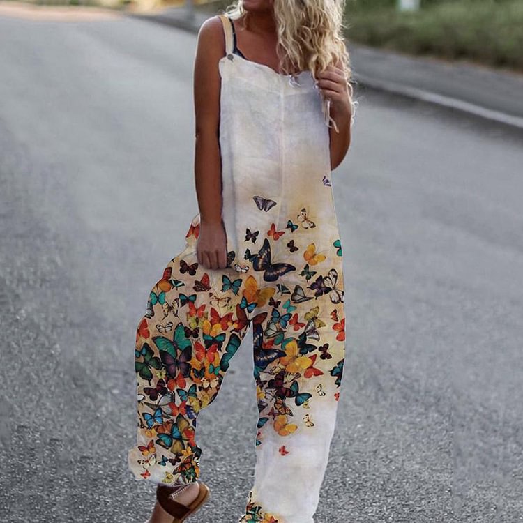 Lots Of Butterfly Print Overalls