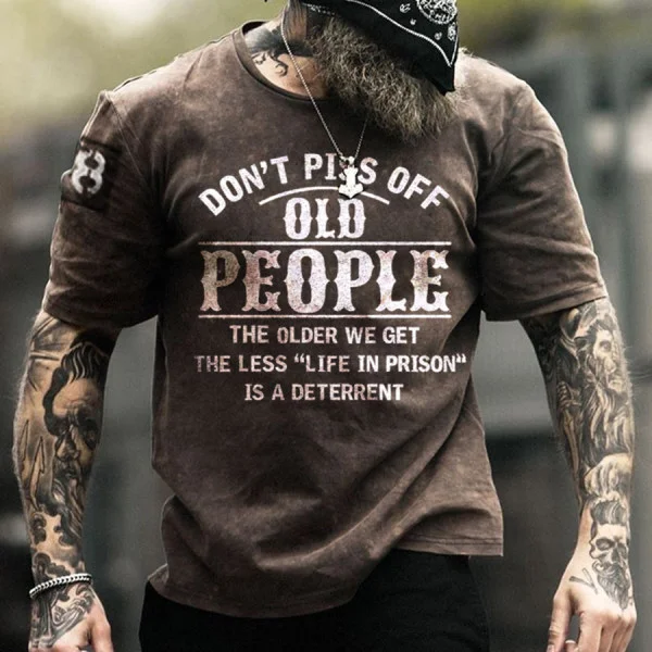 'Don_t Piss Off' Print Casual Mens Vintage Short Sleeve T-Shirt