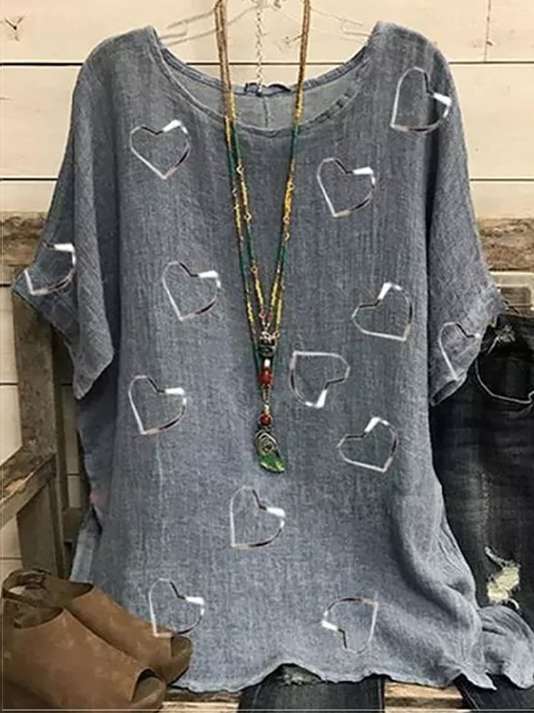 Printed Short Sleeve Round Neck T Shirt P181436053