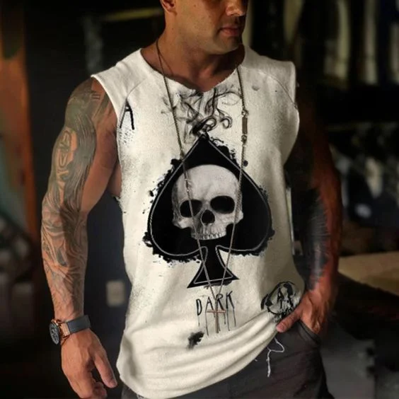 Designer Head Art Print Mens Vest