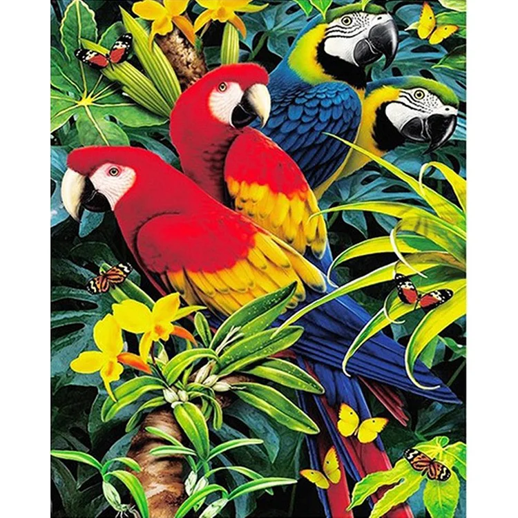Parrots Deco Round Full Drill Diamond Painting 40X30CM(Canvas) gbfke
