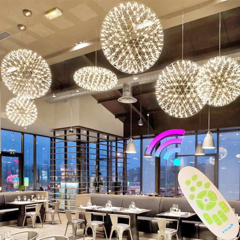 Modern Loft Spark Ball Led Pendant Light Firework Stainless Steel