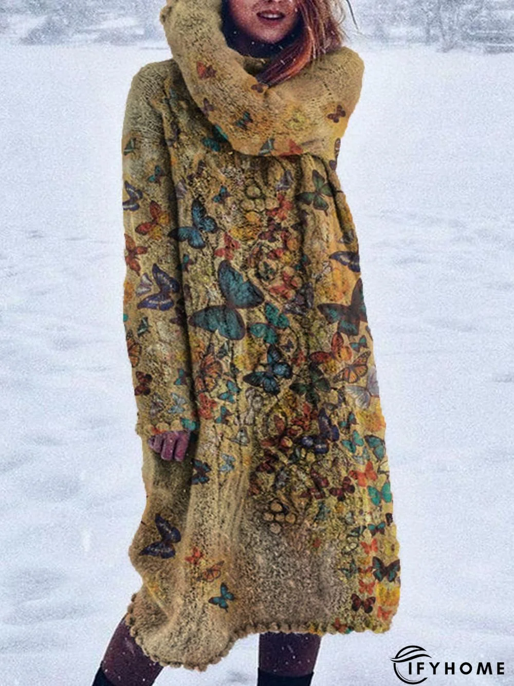 Long Sleeve Jersey Vintage Sweater Dress | IFYHOME