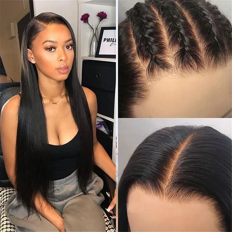 Straight Glueless 13x6 Pre-Made Fake Scalp Lace Frontal Wig