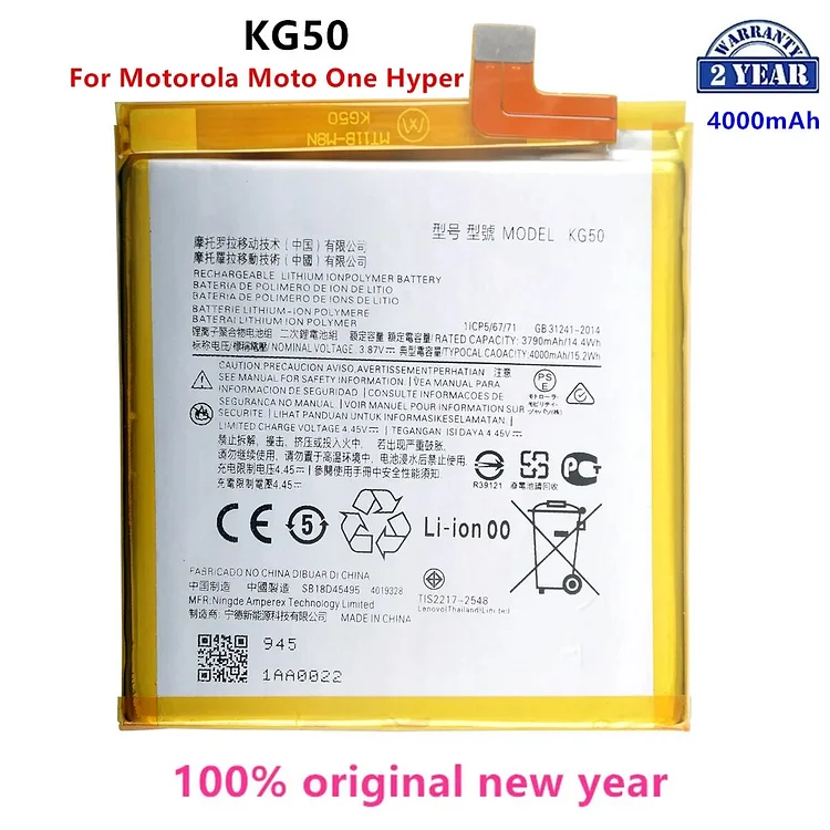 100% Original KG50 4000mAh Battery For Motorola Moto One Hyper XT2027 XT2027-1 XT2027-2 XT2027-3  Phone Batteries.