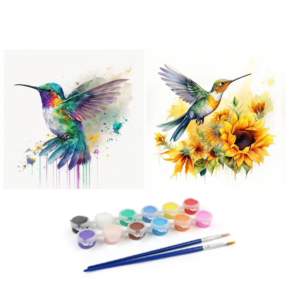 2pcs Paint By Numbers Kit On Canvas DIY Oil Art Bird Picture Wall Decor  40x40cm, image size:1001x1001