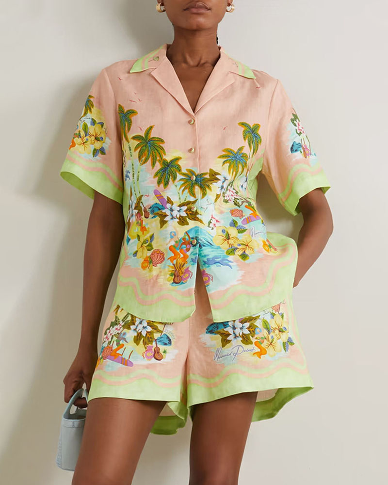 Rotimia Casual Printed Resort Chic Shorts Set