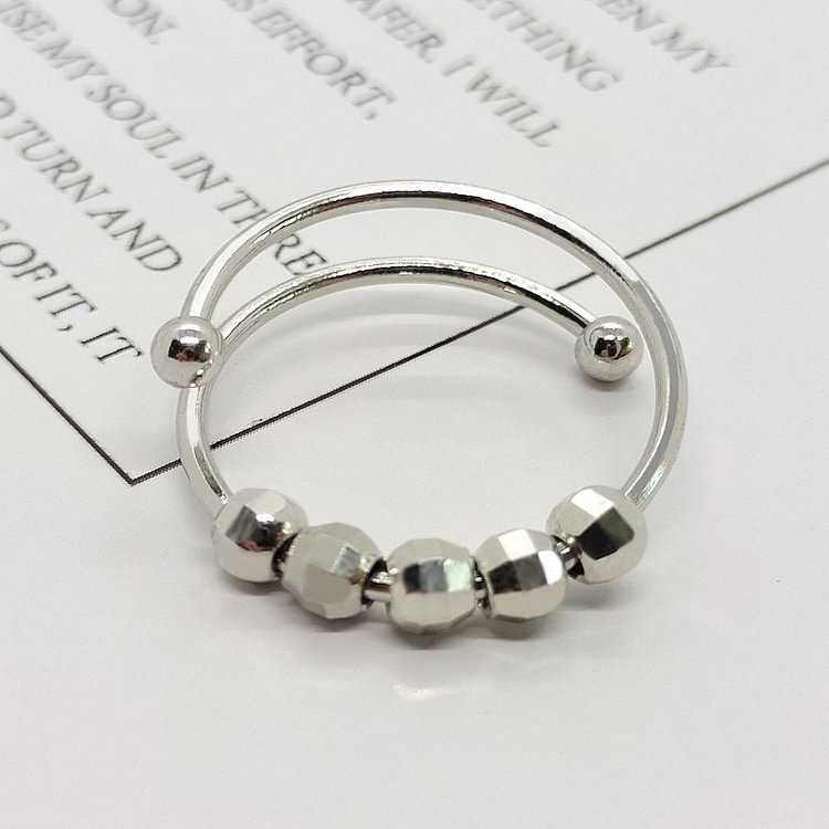 Double Layer Laser Bead Fretting Spin Anxiety Ring