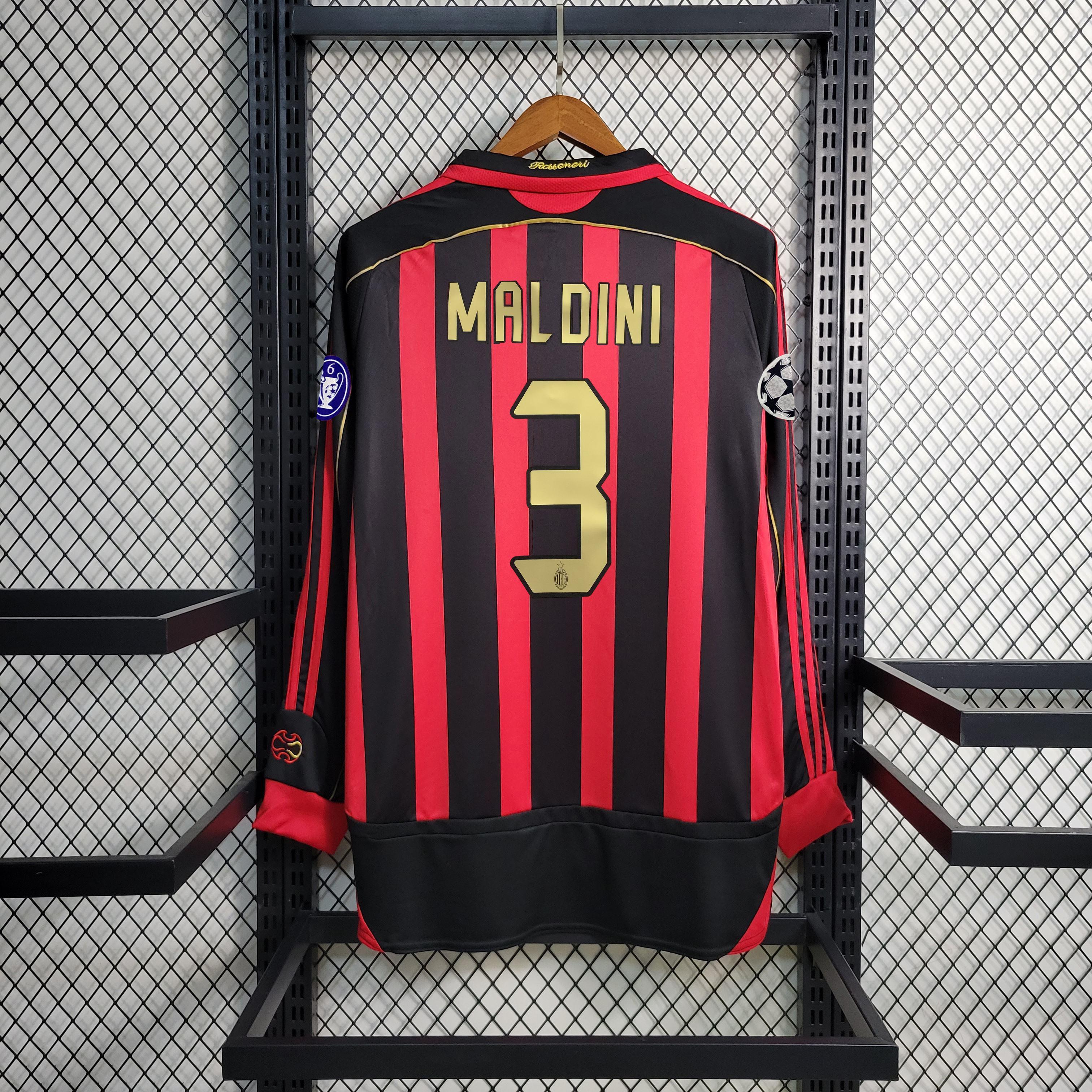 AC Milan UCL Home Kit 06/07 Maldini #3 Soccer Jersey Long