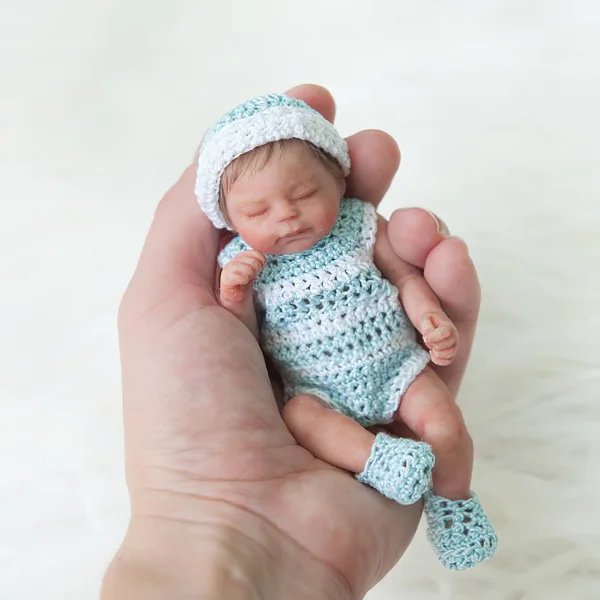 Miniature Doll Sleeping Full Body Silicone Reborn Baby Doll, 6 Inches Realistic Newborn Baby Doll Named Journee