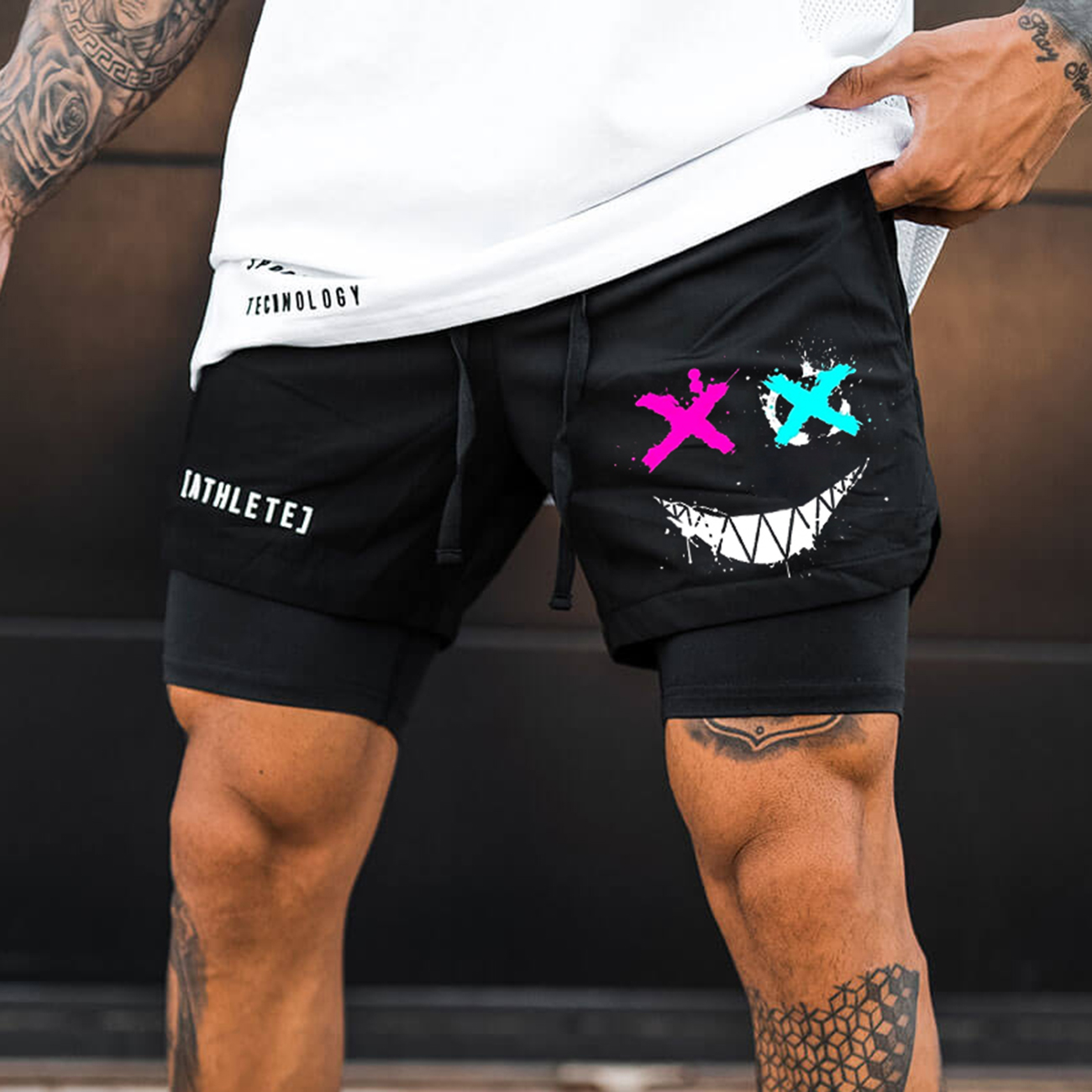 Men's Smiley Shorts Performance Shorts / TECHWEAR CLUB / Techwear
