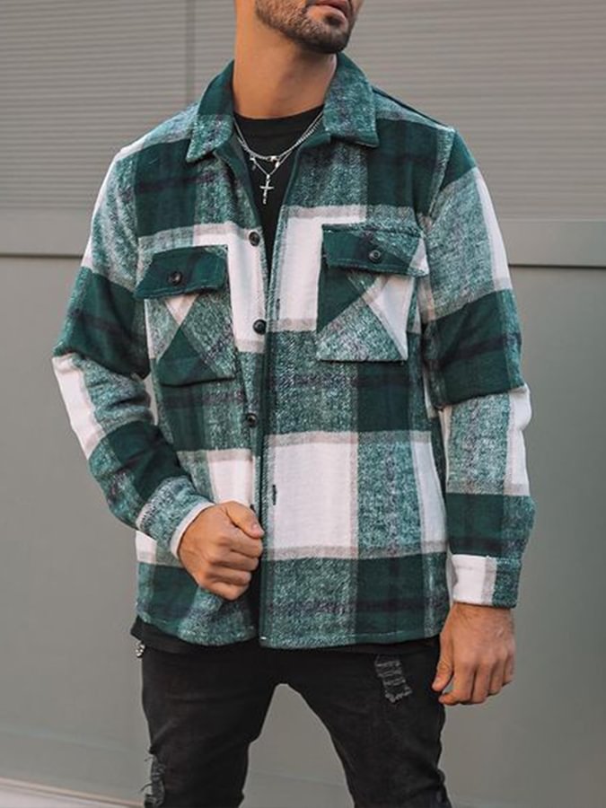 Long Sleeve Green Plaid Jacket