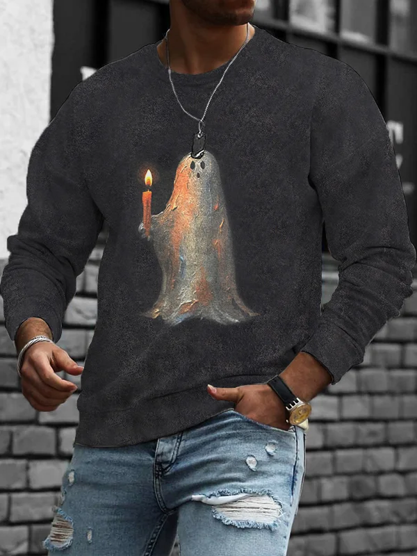 Broswear Ghost Holding A Candle Sweatshirt