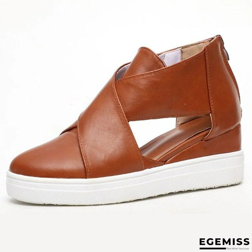 Women Solid High Flats wedges Heel Height Increasing Chunky Platform Vulcanized Sneakers Shoes | EGEMISS