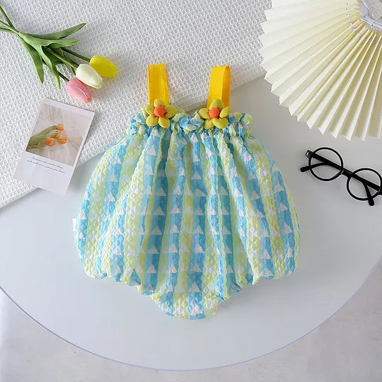 【3M-24M】Girls' Adorable Strap Romper Bodysuit