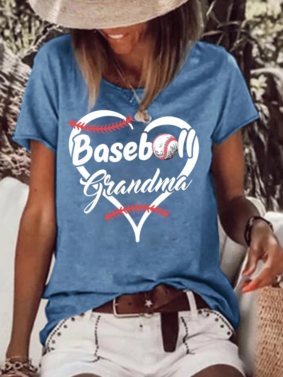 Baseball grandma Raw Hem Tee -013443-Guru-buzz