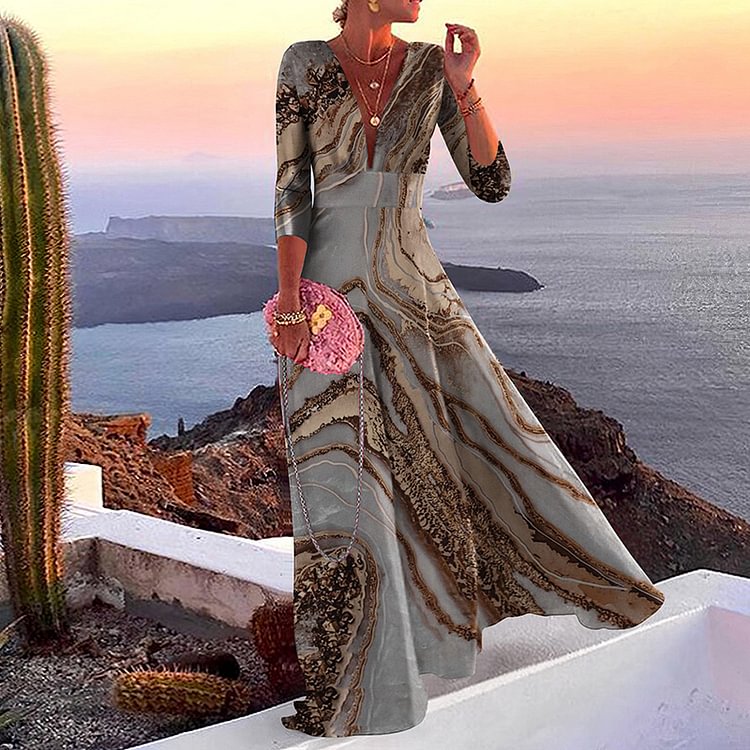 Fashion Elegant Print Maxi Dress