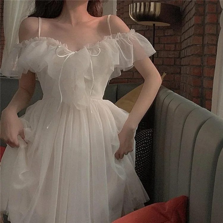 Puffy Fairy Off Shoulder Lace Dress SP14897
