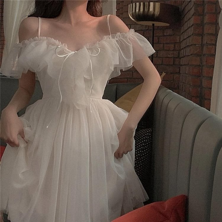 Puffy Fairy Off Shoulder Lace Dress SP14897