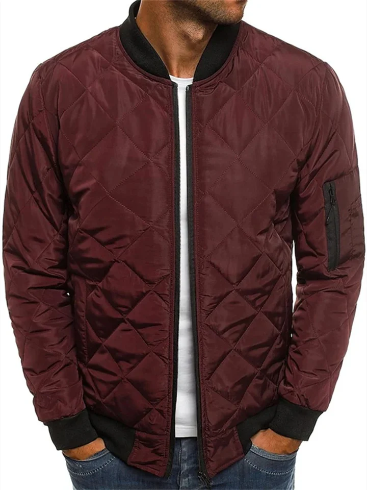 Men's Puffer Jacket Winter Jacket Quilted Jacket Winter Coat Padded Warm Casual Solid Color Outerwear Clothing Apparel Classic & Timeless Navy Wine Red ArmyGreen
